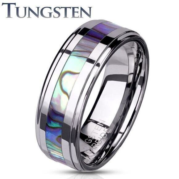 New‎ Tungsten carbide Abalone Inlay Center Ring size 6 - Picture 2 of 7